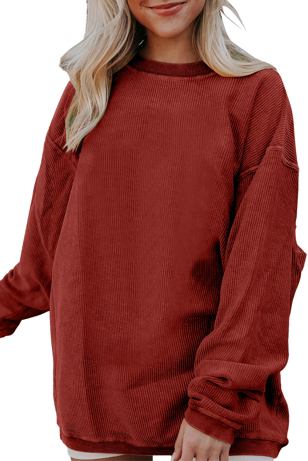 Ribbed Corded Oversized Sweatshirt - Multiple Colors Oversized Sweatshirt