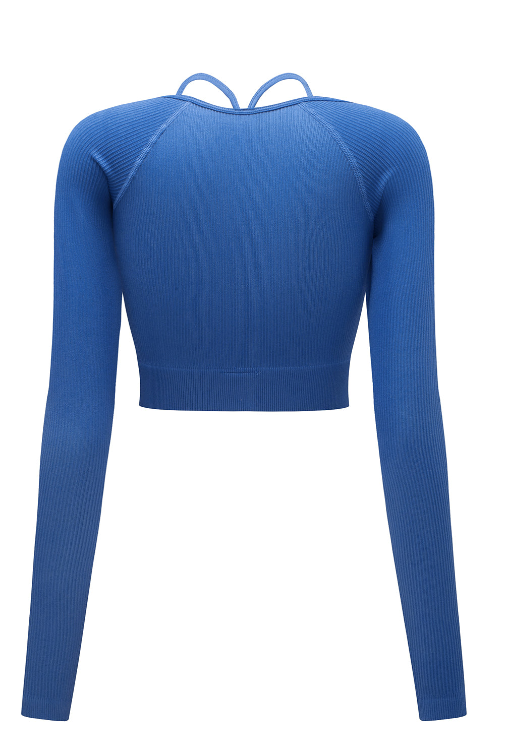 Black Ribbed Long Sleeve Cropped Yoga Top