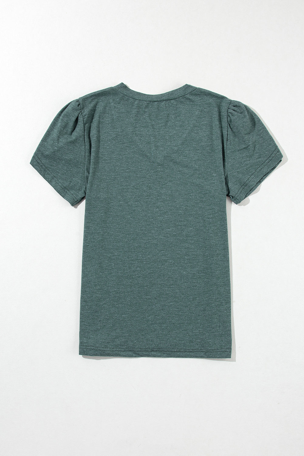 Carbon Grey Fashion Petal Sleeve V Neck T Shirt