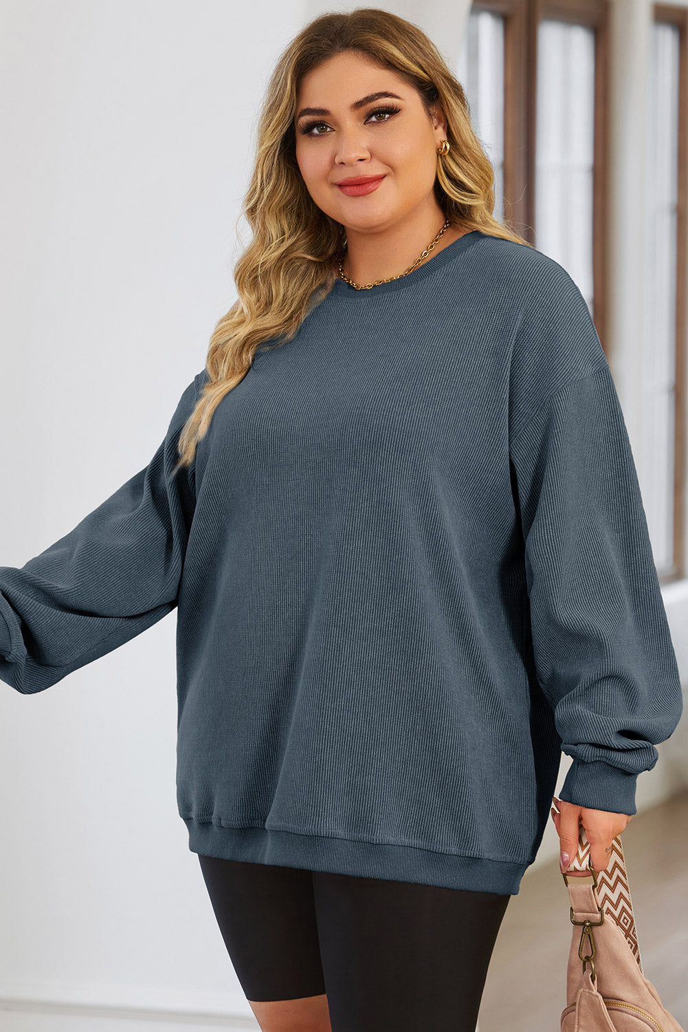 Corded Crew Neck Sweatshirt