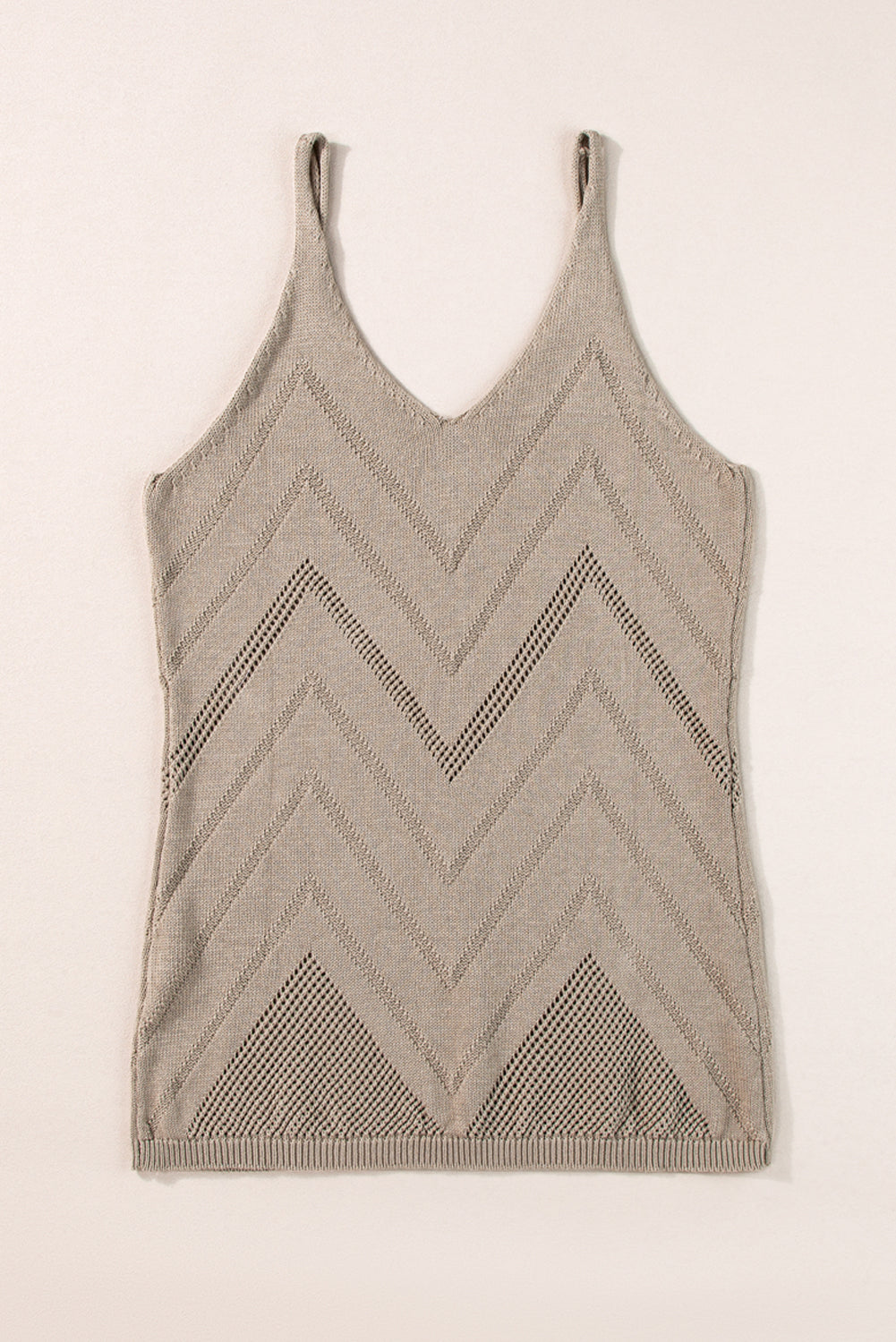 Parchment Chevron Pointelle Knit Spaghetti Straps Sweater Vest