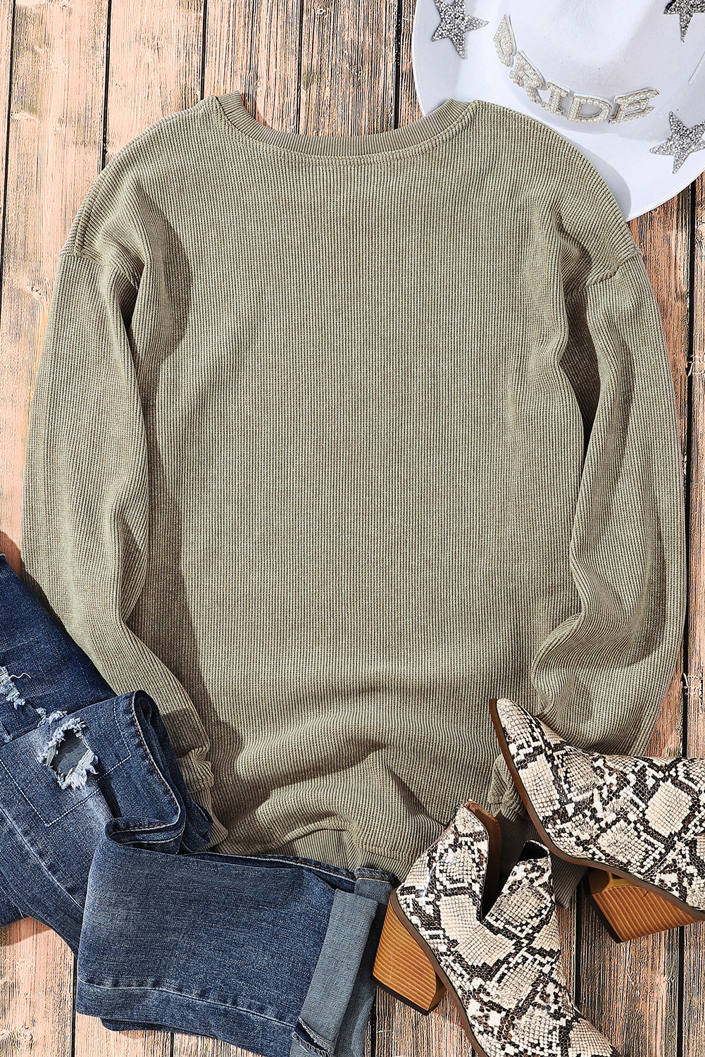 Corded Crew Neck Sweatshirt