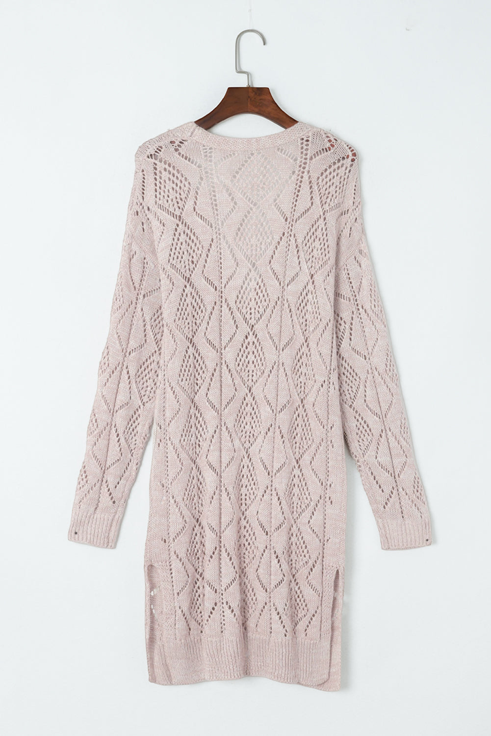 Black Hollow-out Openwork Knit Cardigan