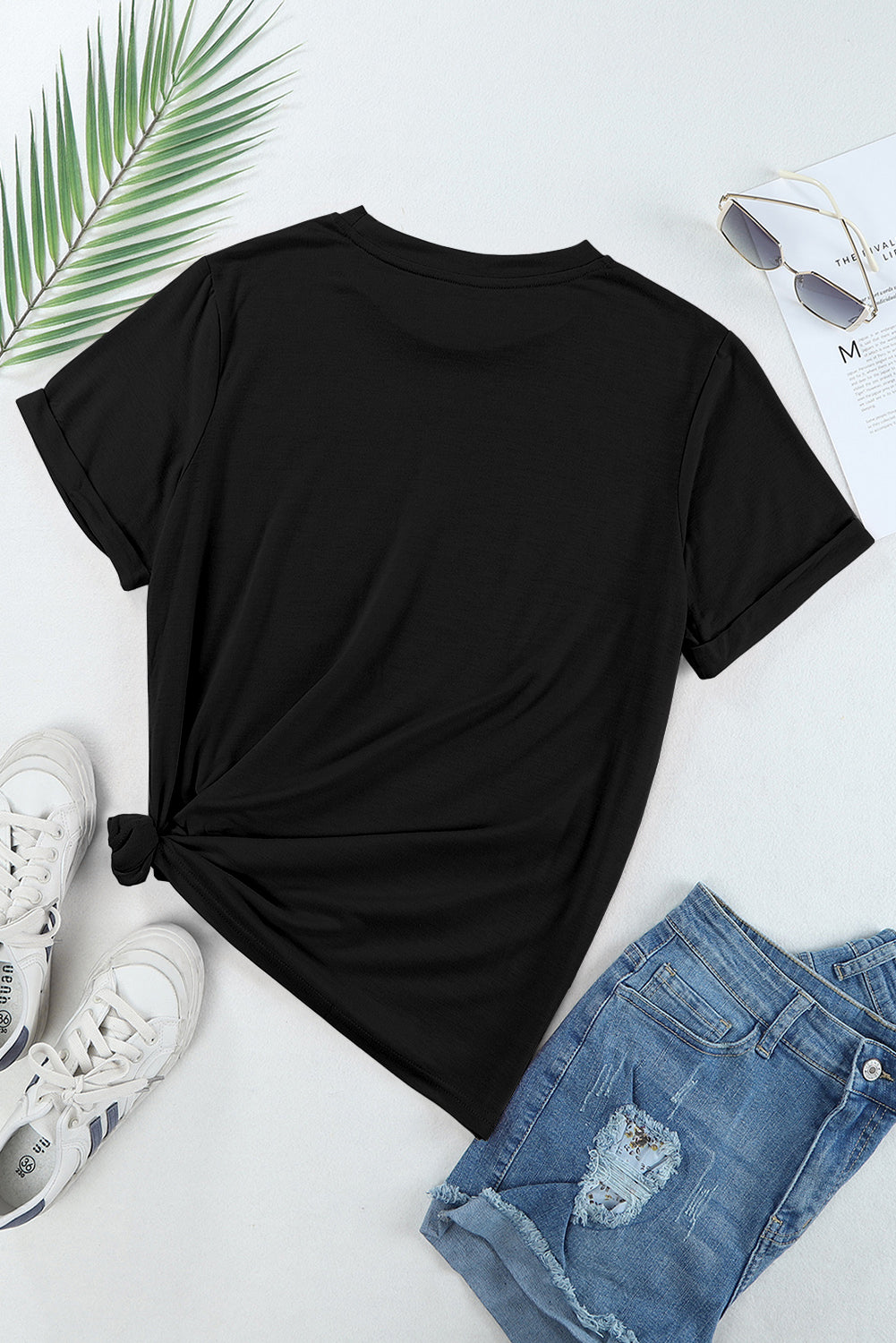 Khaki Casual Plain Crew Neck Tee