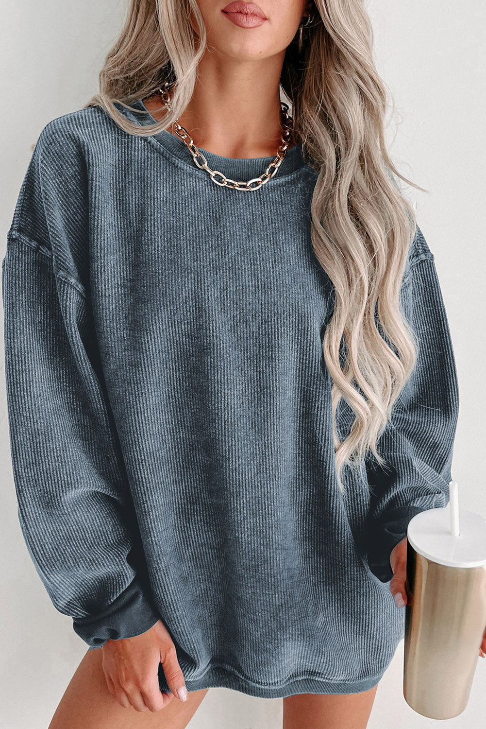 Corded Crew Neck Sweatshirt