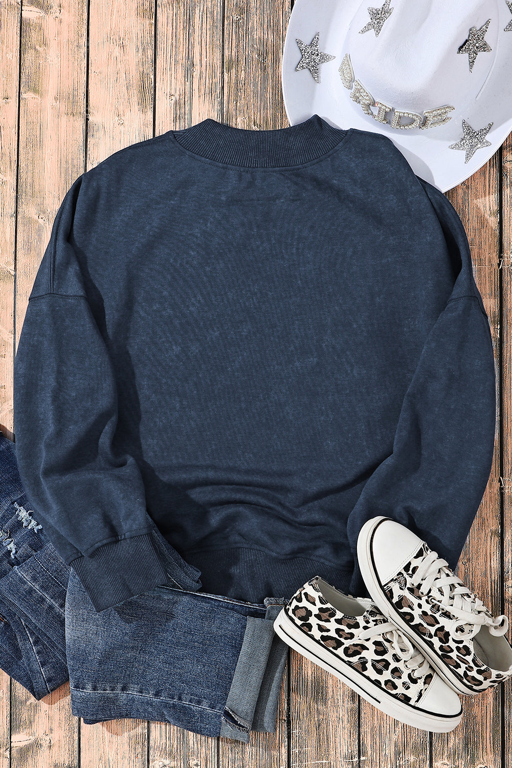 Drop Shoulder Crew Neck Pullover Sweatshirt