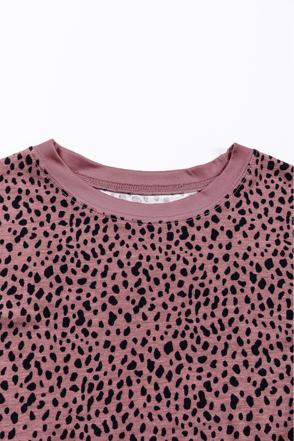 Gray Cheetah Print O-neck Short Sleeve T Shirt