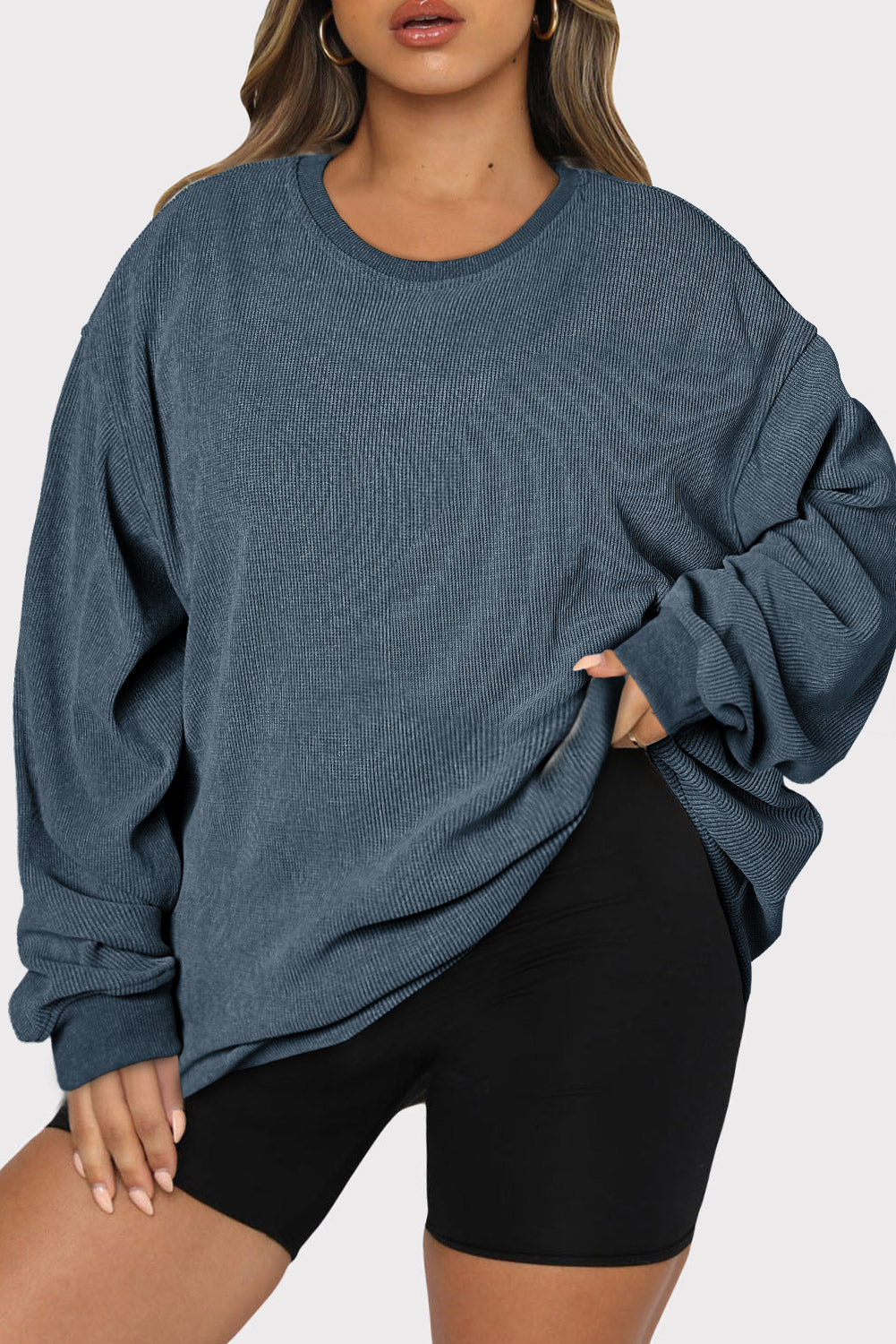 Corded Crew Neck Sweatshirt