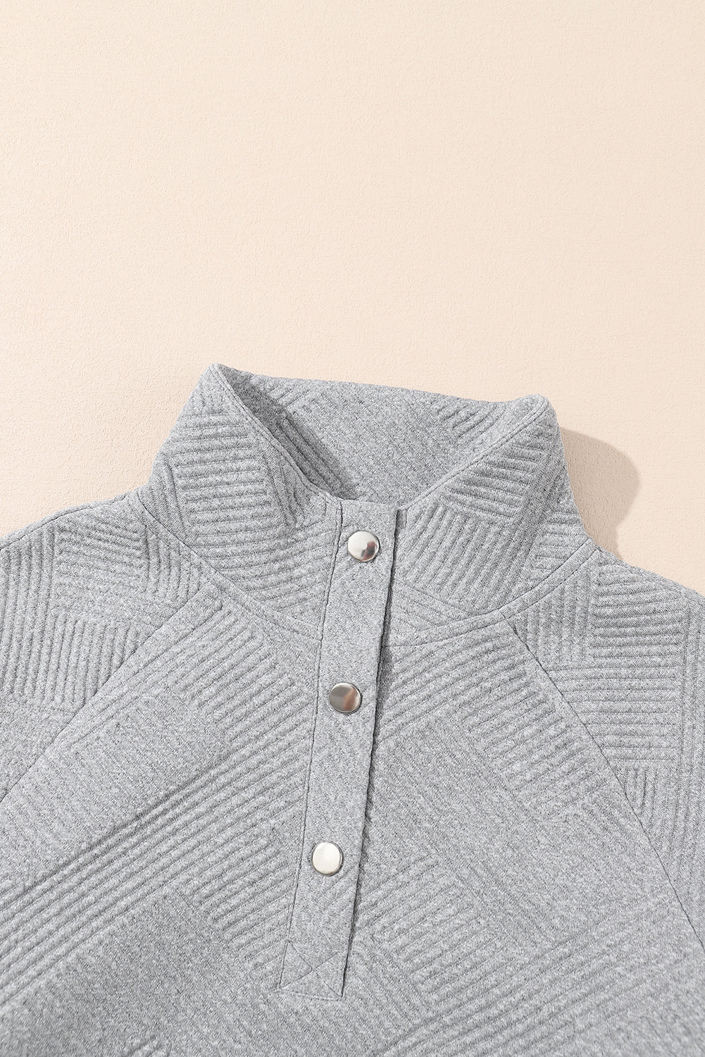 Textured Knit Buttoned Kangaroo Pocket Sweatshirt