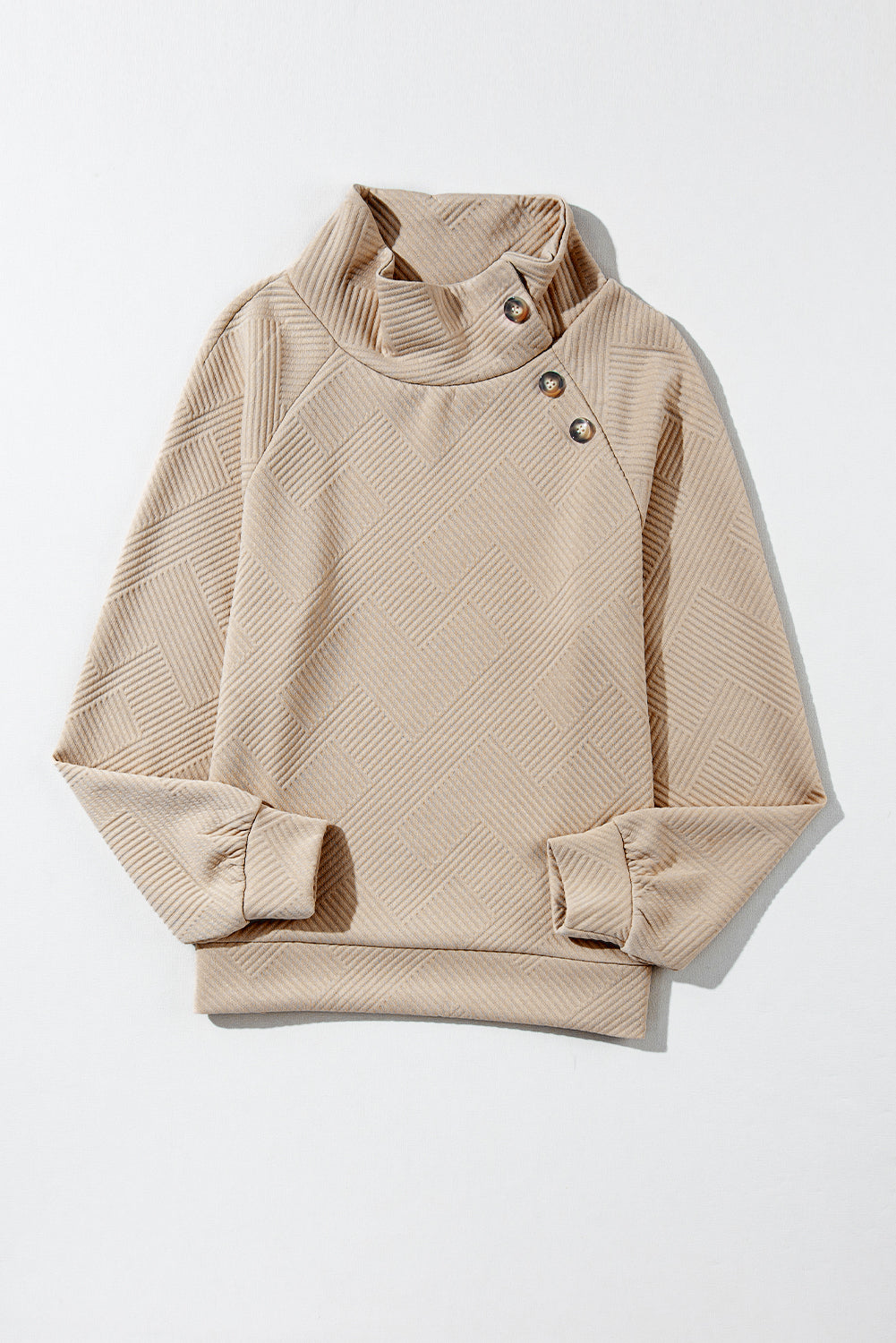 Textured Knit Buttoned Kangaroo Pocket Sweatshirt