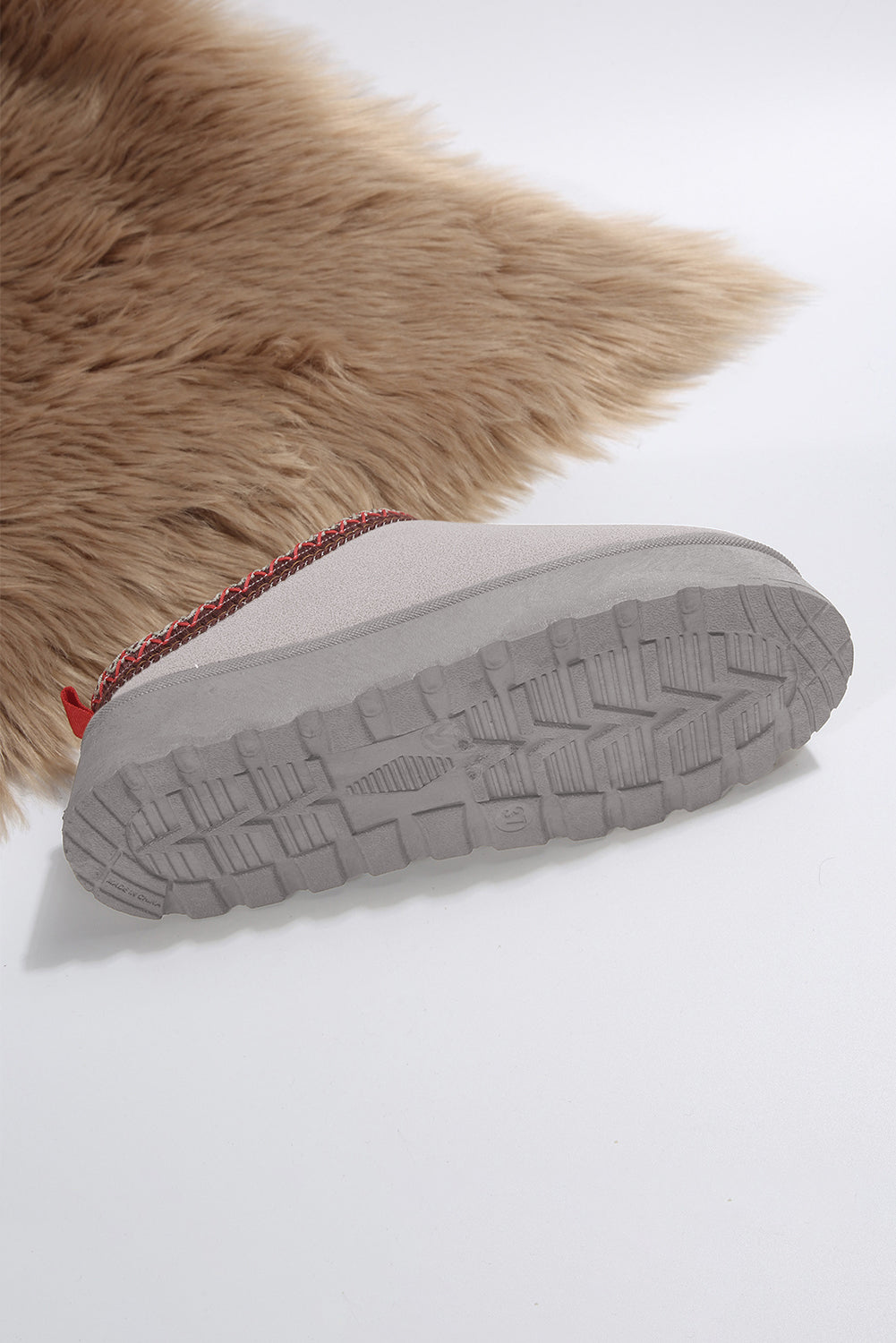 Suede Contrast Print Plush Lined Snow Boots