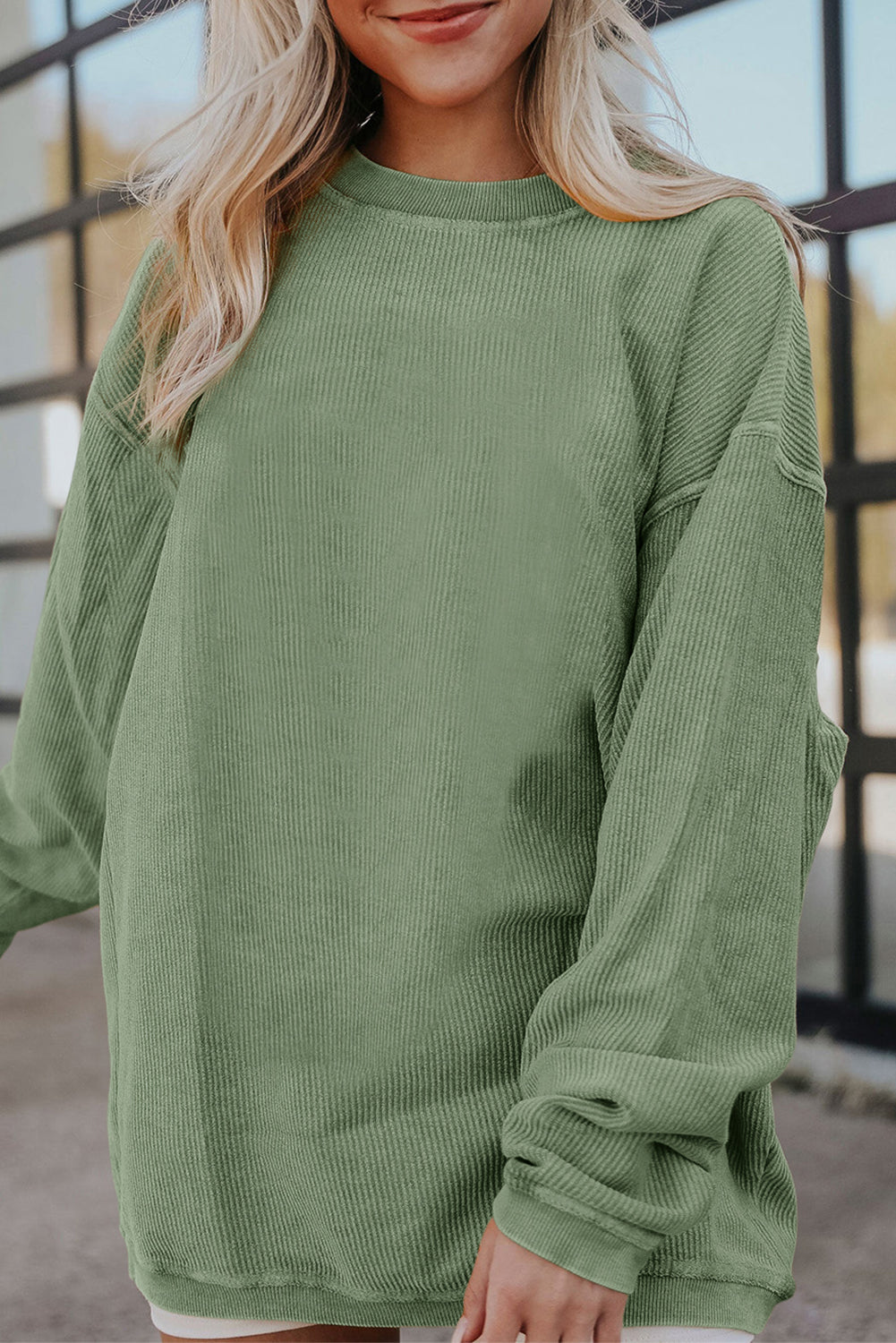 Ribbed Corded Oversized Sweatshirt - Multiple Colors Oversized Sweatshirt