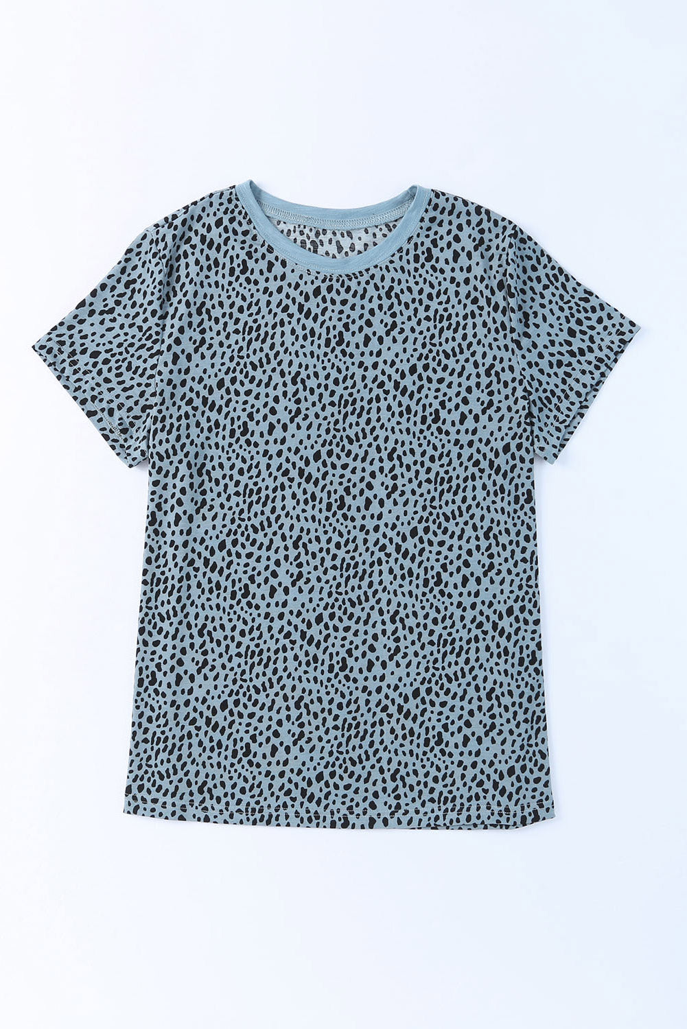 Gray Cheetah Print O-neck Short Sleeve T Shirt