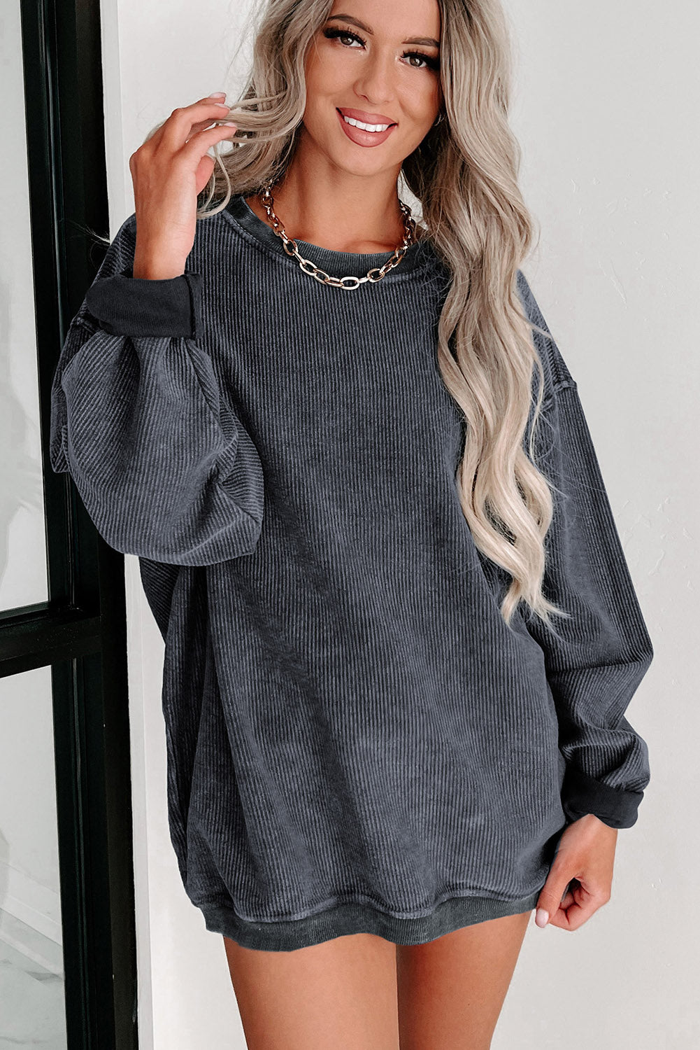 Corded Crew Neck Sweatshirt