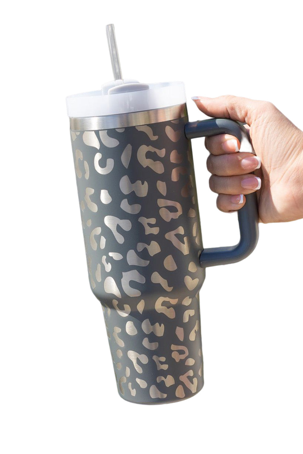 Leopard Print Stainless Steel Portable Cup with Handle