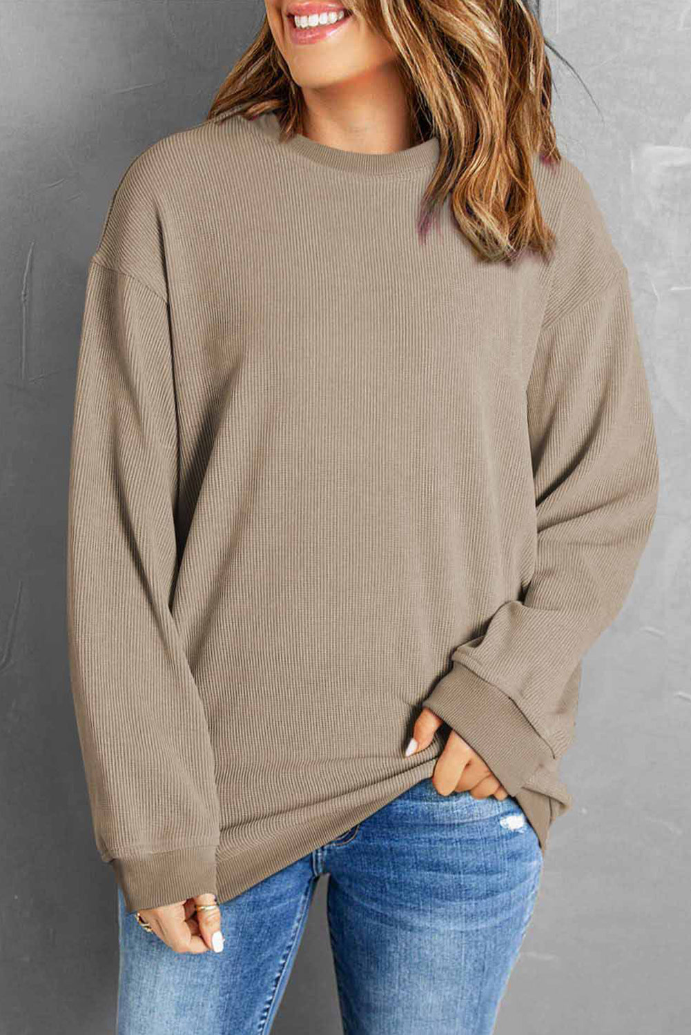 Corded Crew Neck Sweatshirt