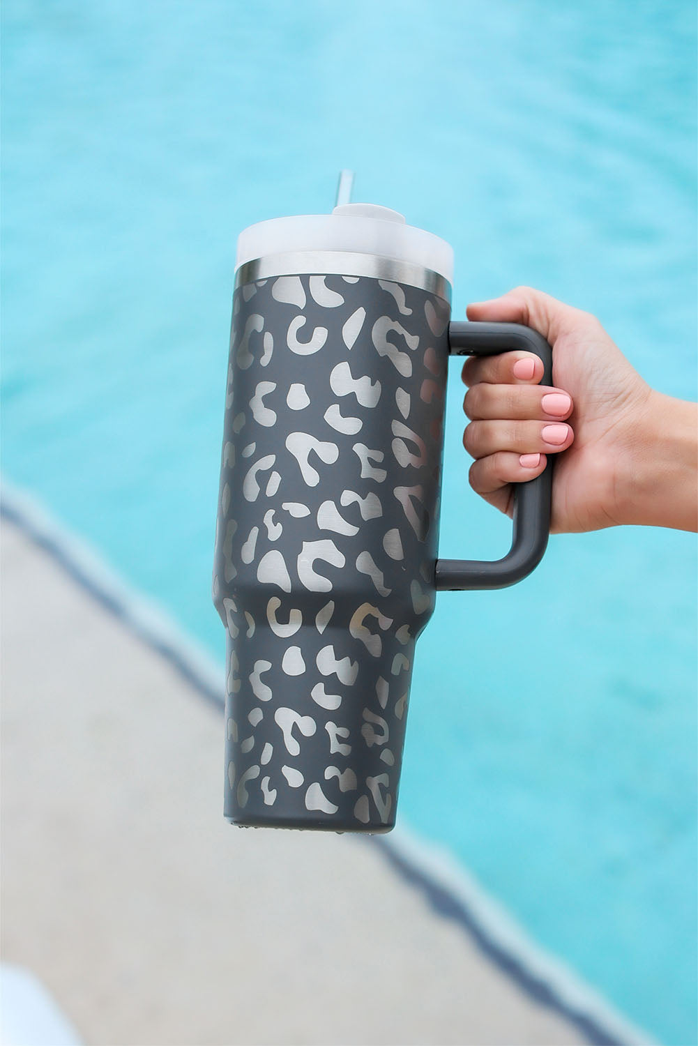 Leopard Print Stainless Steel Portable Cup with Handle