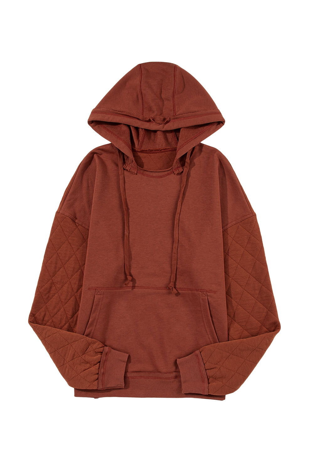 Quilted Patchwork Exposed Seam Hoodie