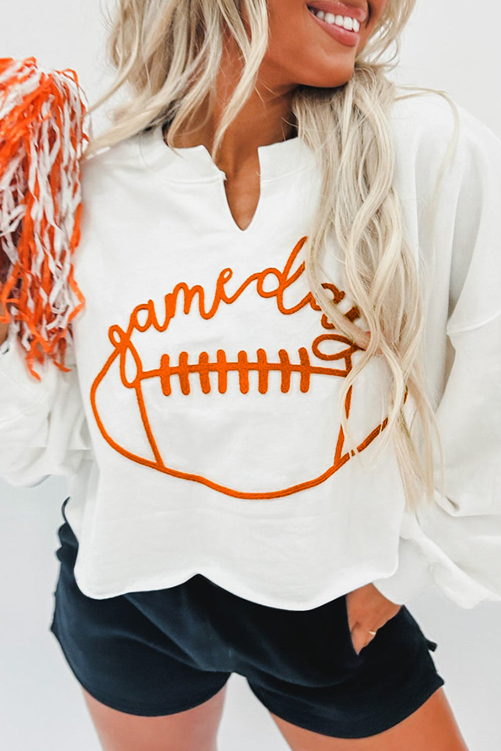 Game Day Lettering Notched Neck Sweatshirt