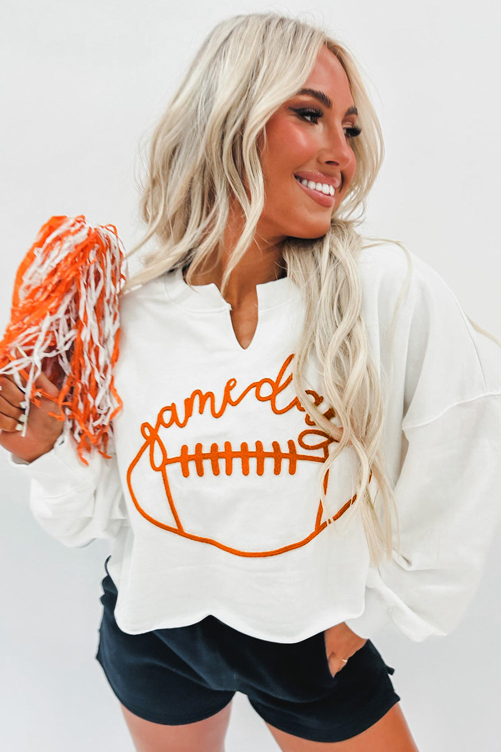 Game Day Lettering Notched Neck Sweatshirt