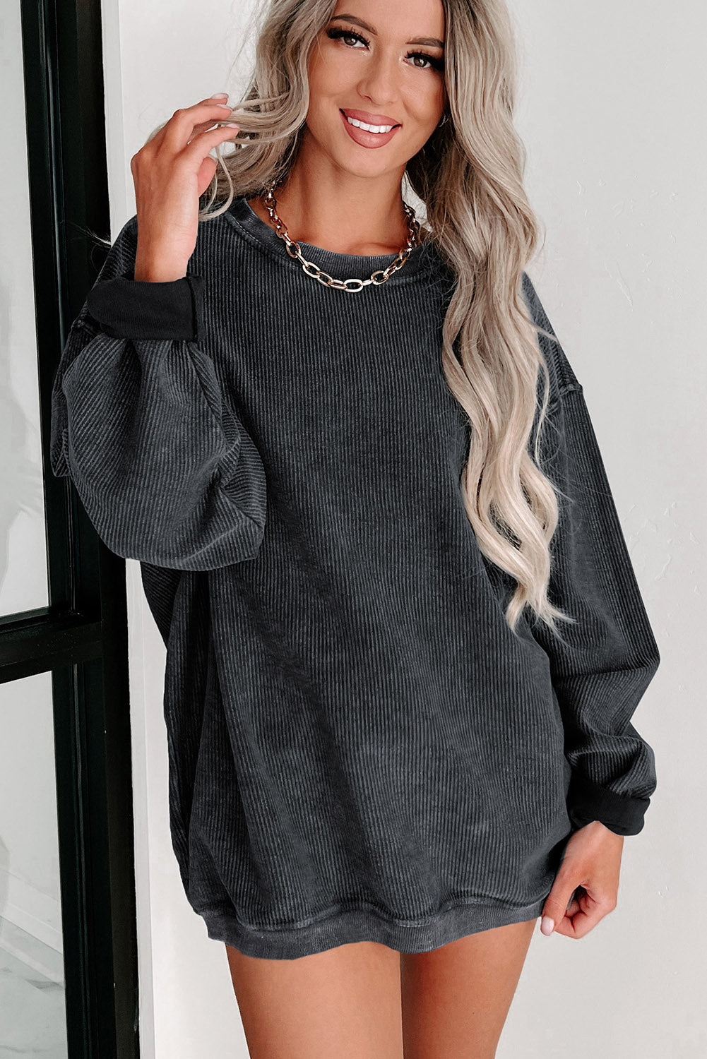 Corded Crew Neck Sweatshirt