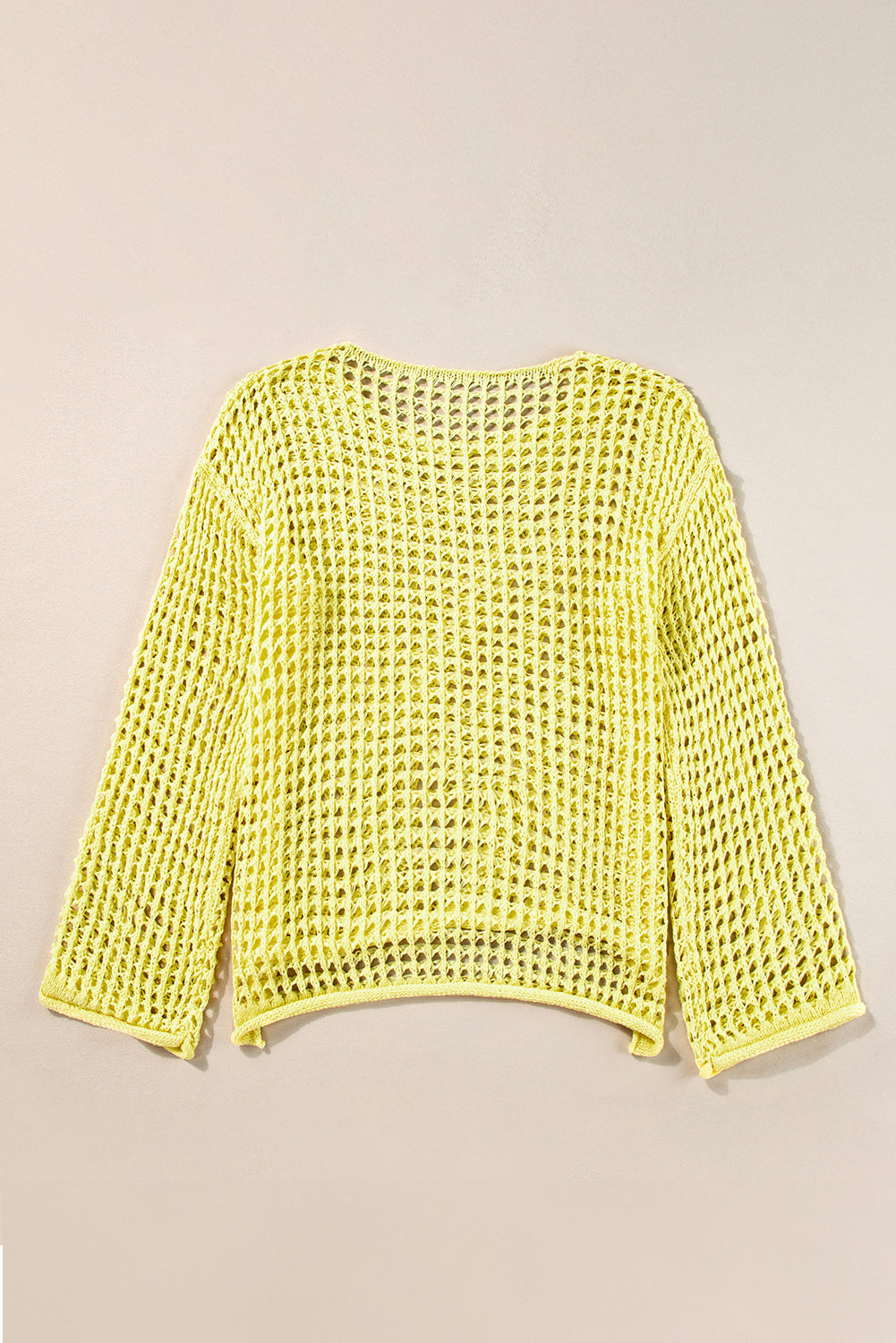 Orange Open Knit Crochet Bell Sleeve Tunic Sweater