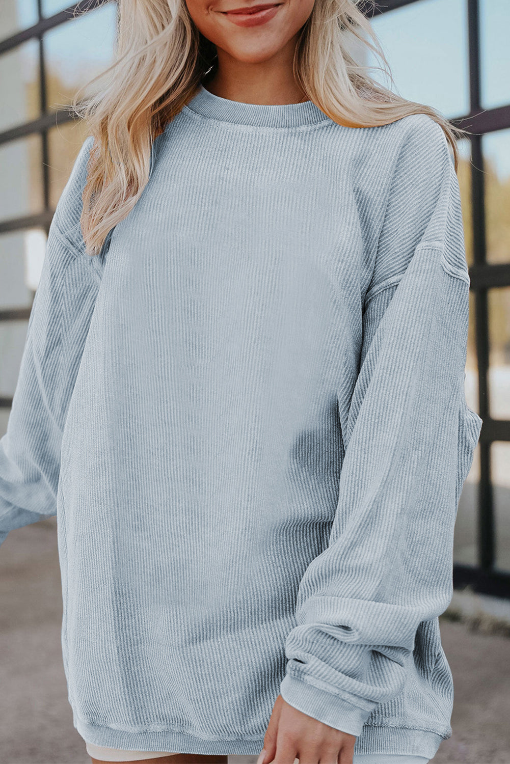 Ribbed Corded Oversized Sweatshirt - Multiple Colors Oversized Sweatshirt