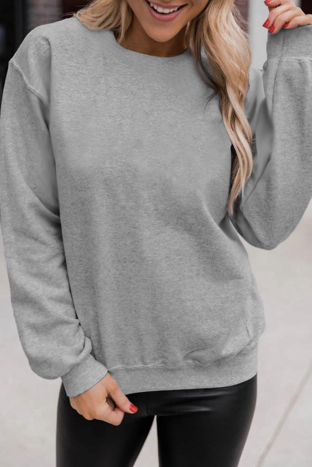 Solid Classic Crewneck Pullover Sweatshirt