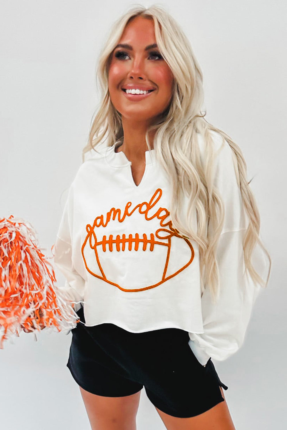 Game Day Lettering Notched Neck Sweatshirt