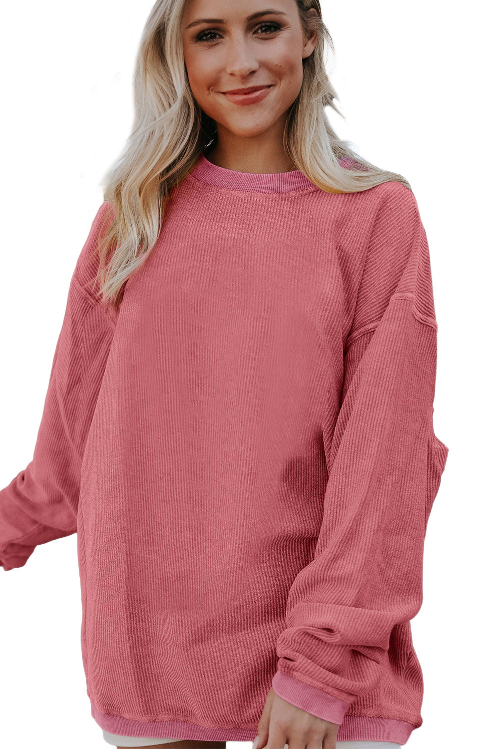 Ribbed Corded Oversized Sweatshirt - Multiple Colors Oversized Sweatshirt