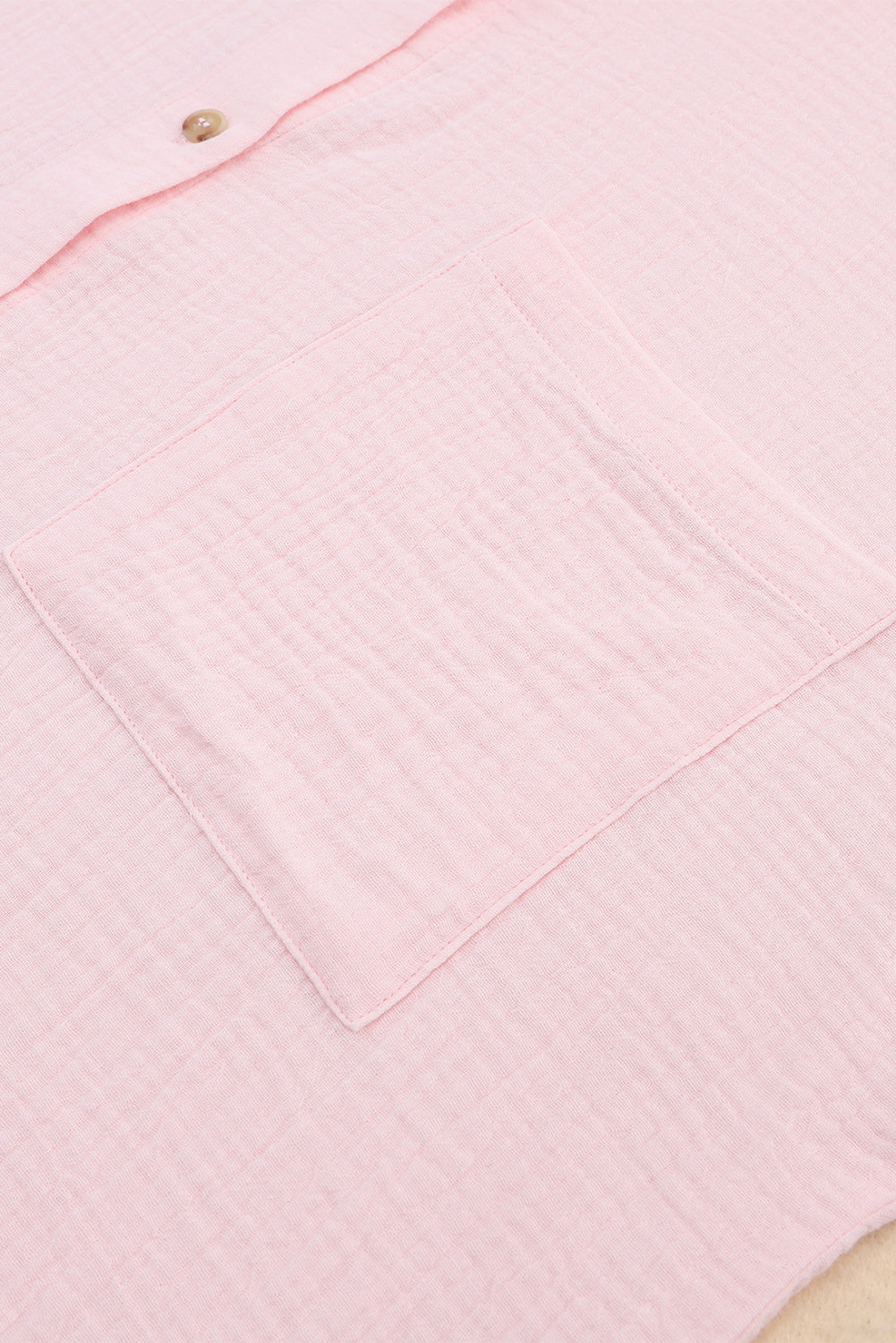 Pink Crinkle Texture Roll-tab Sleeve Shirt