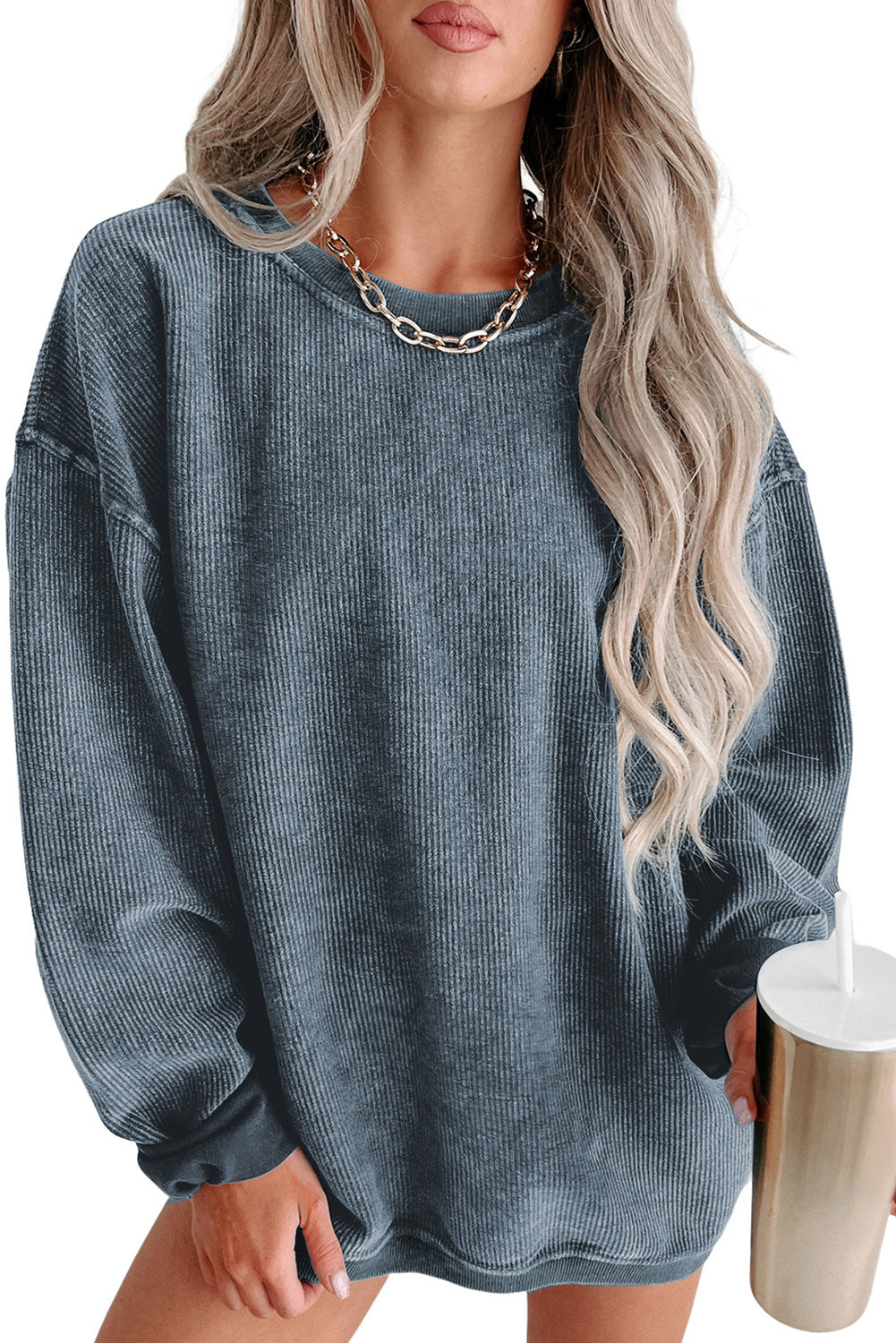 Corded Crew Neck Sweatshirt