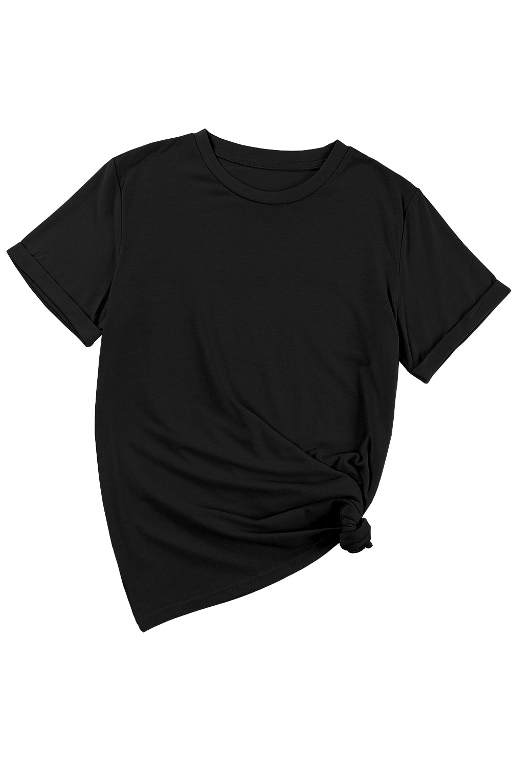 Casual Plain Crew Neck Tee