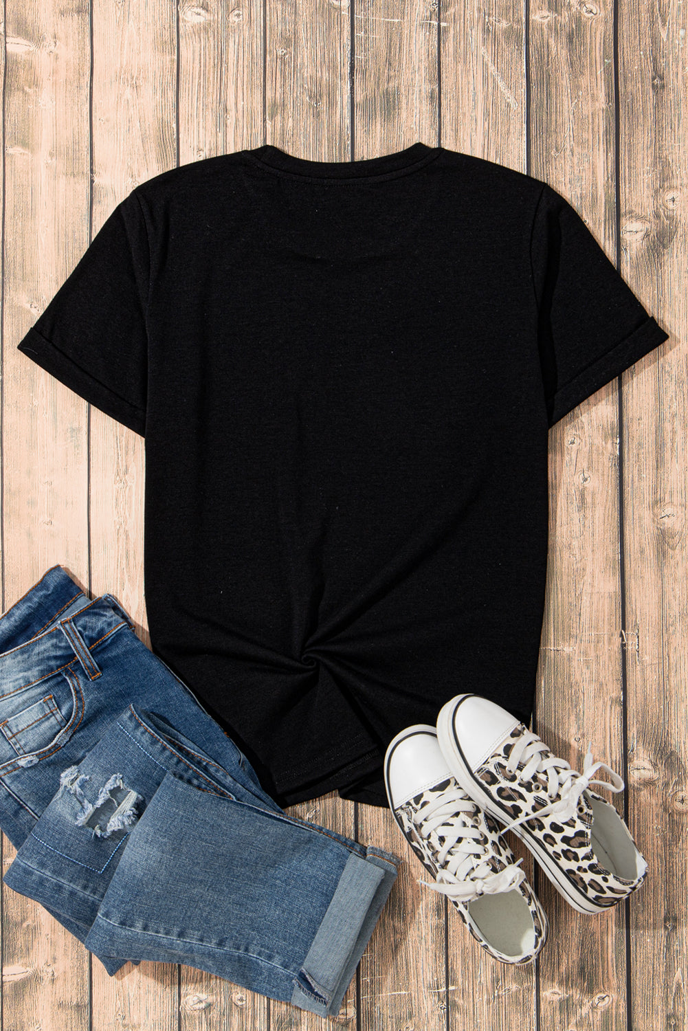 Khaki Casual Plain Crew Neck Tee