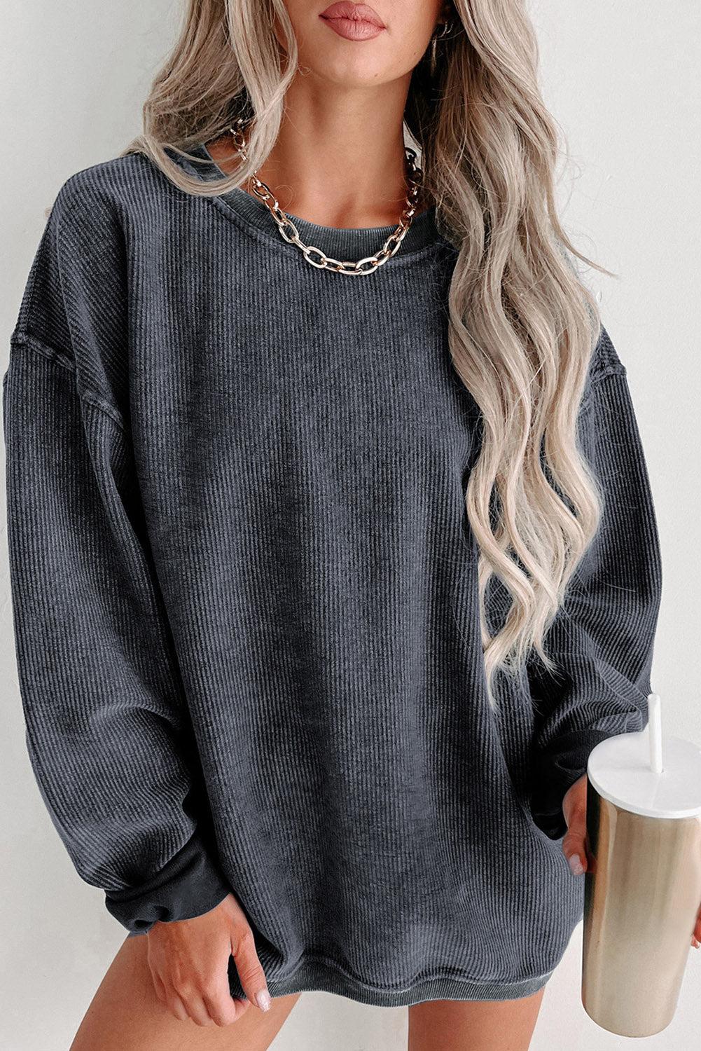 Corded Crew Neck Sweatshirt