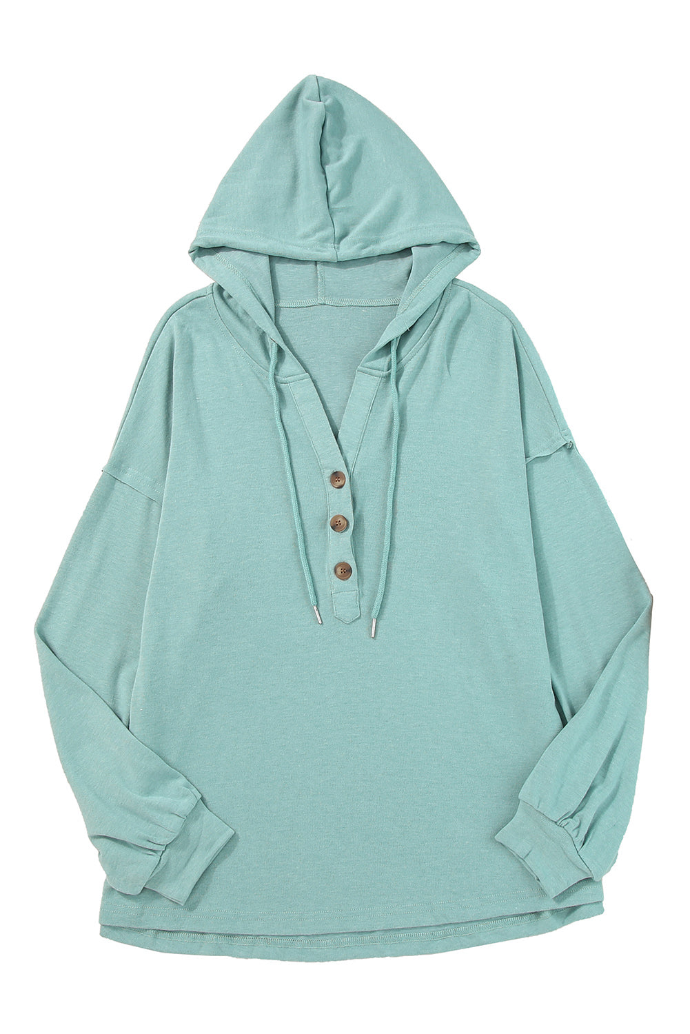 White Buttoned High and Low Hem Hoodie