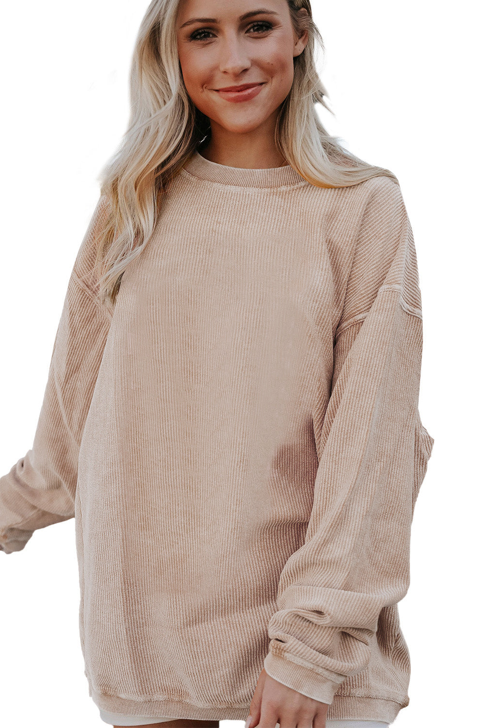 Ribbed Corded Oversized Sweatshirt - Multiple Colors Oversized Sweatshirt