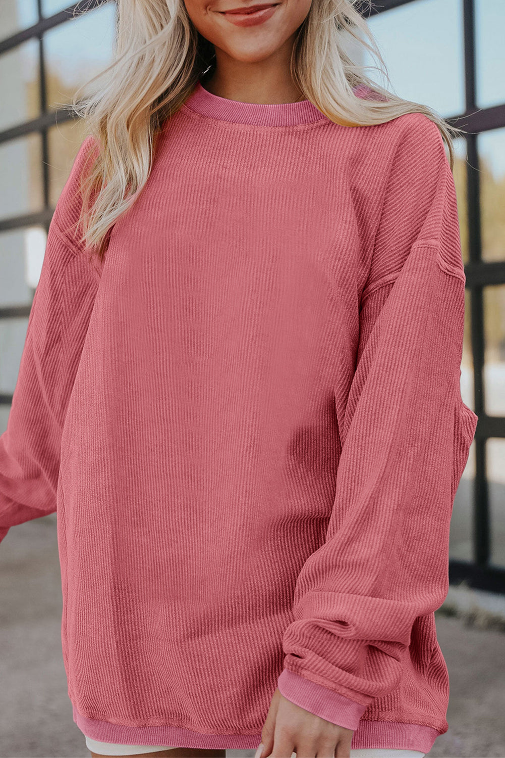 Ribbed Corded Oversized Sweatshirt - Multiple Colors Oversized Sweatshirt