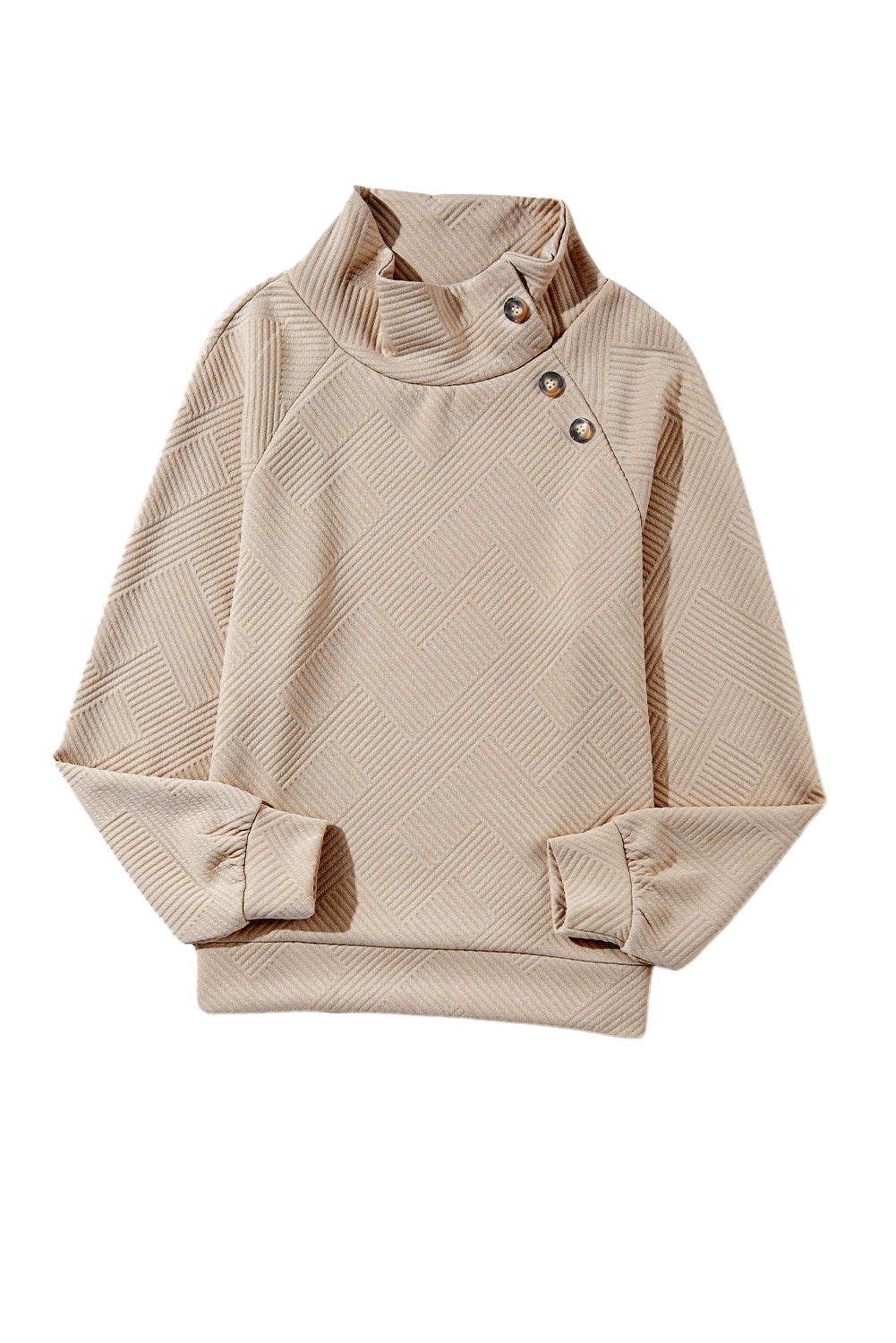 Textured Knit Buttoned Kangaroo Pocket Sweatshirt