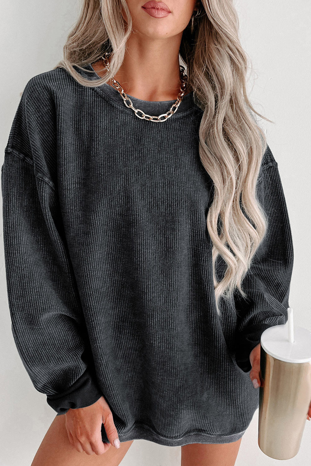 Corded Crew Neck Sweatshirt