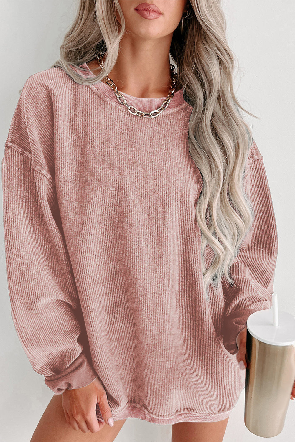 Corded Crew Neck Sweatshirt