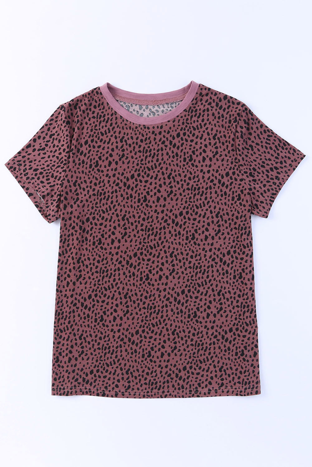 Gray Cheetah Print O-neck Short Sleeve T Shirt