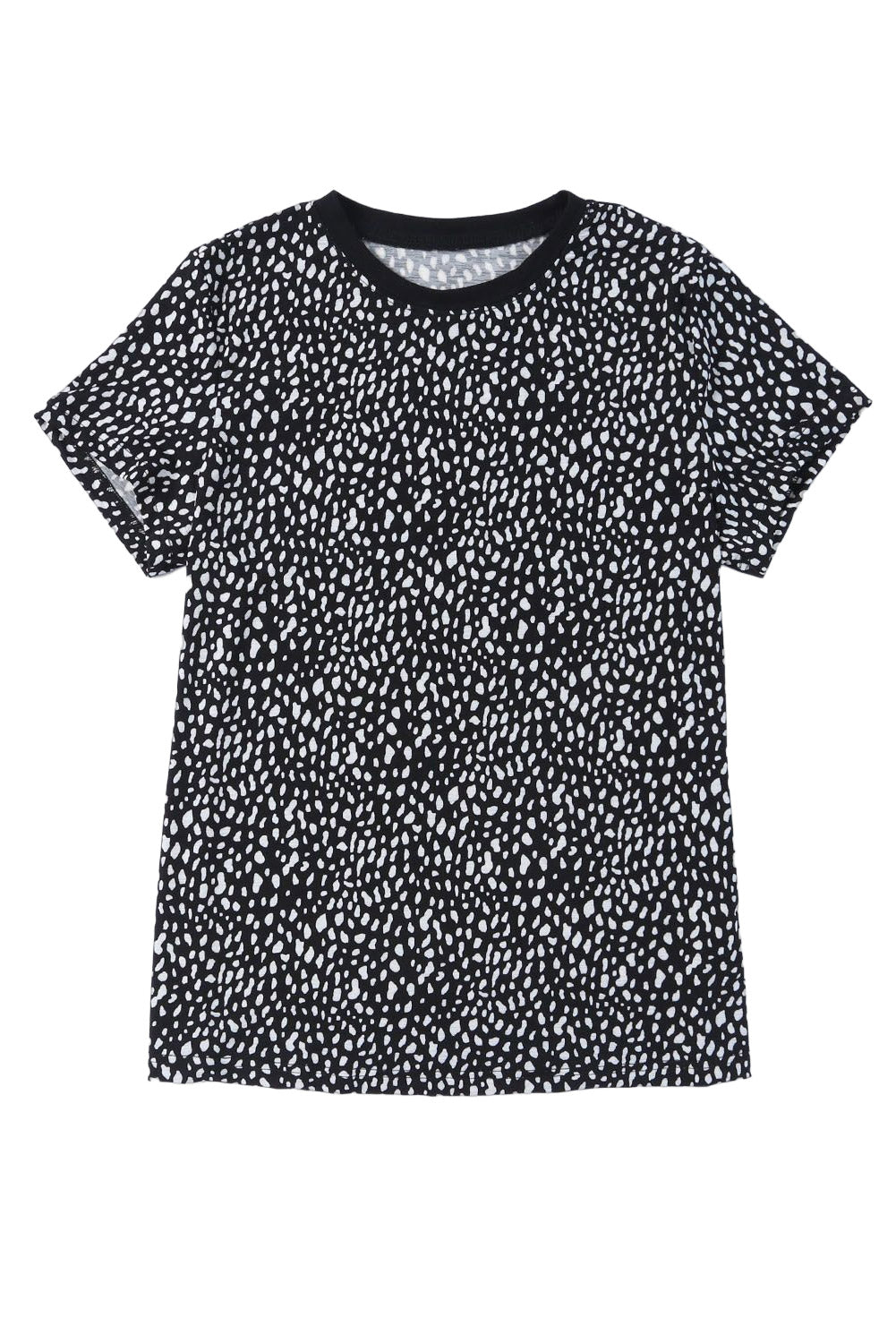 Gray Cheetah Print O-neck Short Sleeve T Shirt