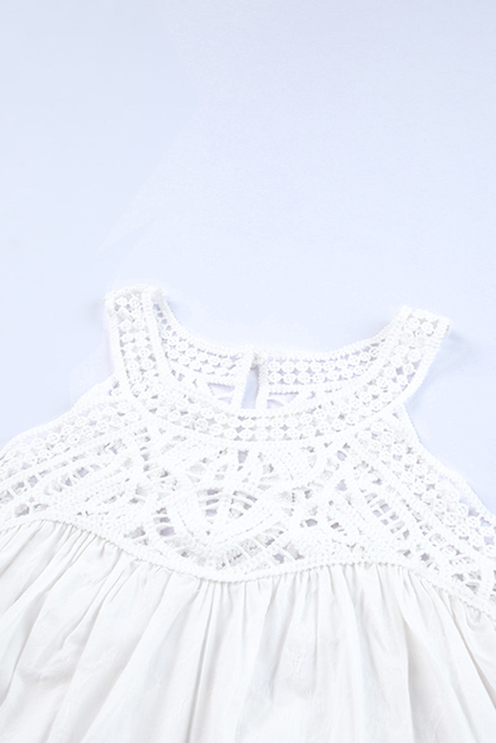 White Lace Crochet Sleeveless Babydoll Top