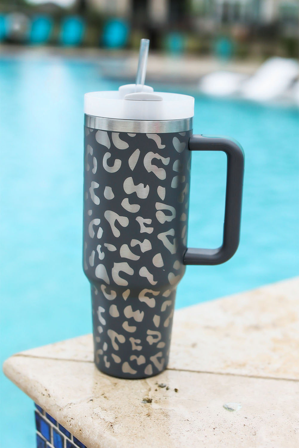 Leopard Print Stainless Steel Portable Cup with Handle