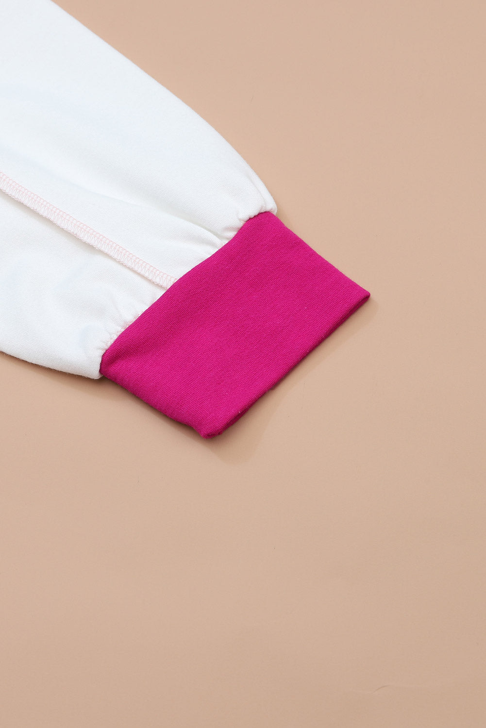 Pink Colorblock Exposed Seam Loose Sleeve Hoodie