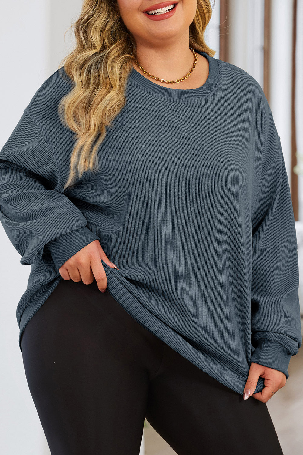 Corded Crew Neck Sweatshirt