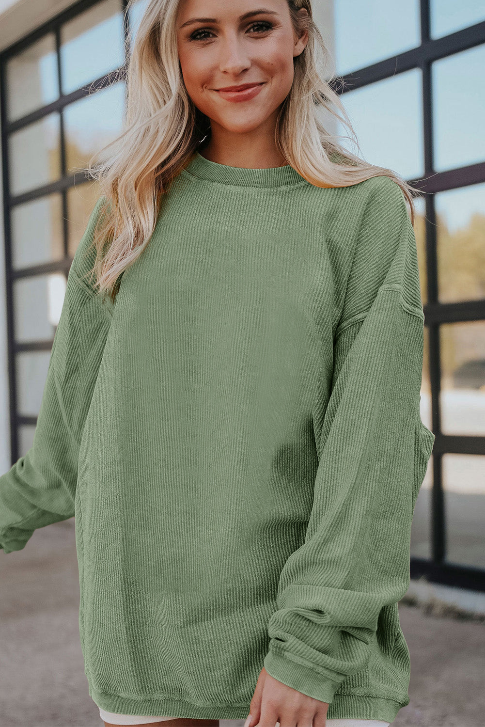 Ribbed Corded Oversized Sweatshirt - Multiple Colors Oversized Sweatshirt