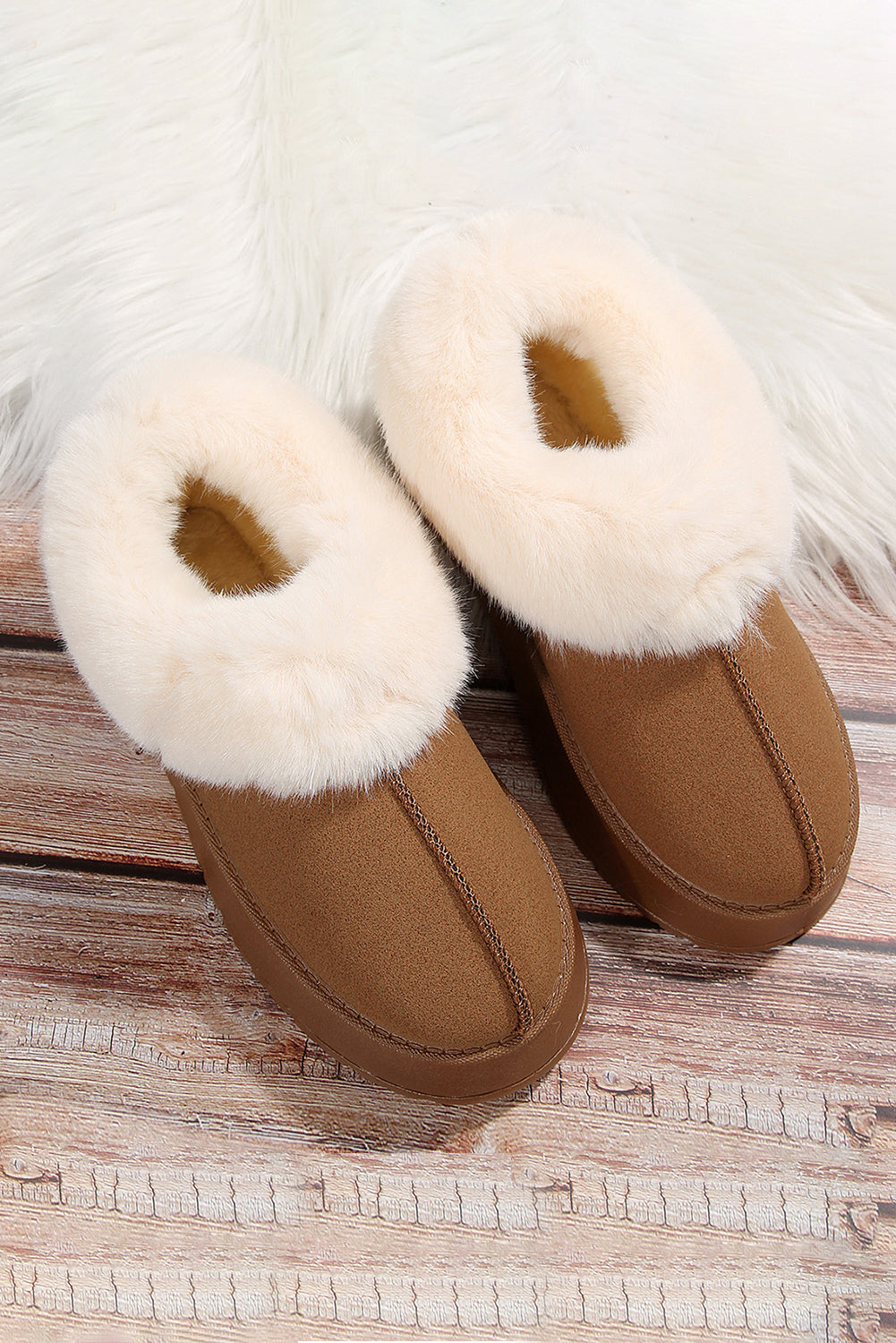 Suede Contrast Print Plush Lined Snow Boots