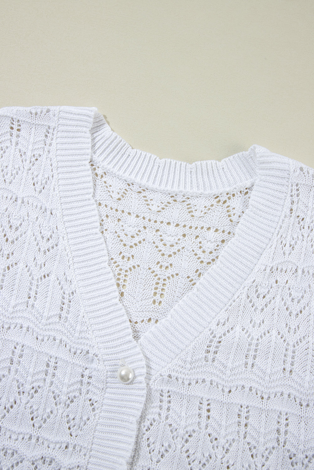 White Frenchy Hollow Out Knitted V Neck Cardigan